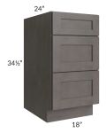 Midtown Dark Grey Shaker 18" Drawer Base Cabinet