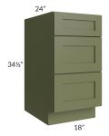 Midtown Hunter Green Shaker 18" Drawer Base Cabinet