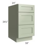 Midtown Pistachio Green Shaker 18" Drawer Base Cabinet