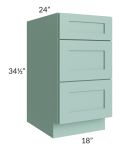 Midtown Mint Green Shaker 18" Drawer Base Cabinet