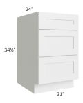 Brighton White Shaker 21" 3-Drawer Base Cabinet
