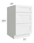Asheville White Shaker 21" 3-Drawer Base Cabinet
