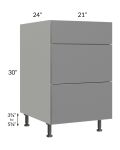 Milan Grey Gloss 21" 3-Drawer Base Cabinet