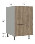 Milan Pecan 21" 3-Drawer Base Cabinet