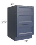Bayville Blue 21" 3-Drawer Base Cabinet
