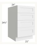 Midtown White Shaker 21" 4-Drawer Base Cabinet
