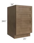 Midtown Mocha Shaker 21" 4-Drawer Base Cabinet
