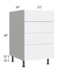 Milan White Gloss 21" 4-Drawer Base Cabinet