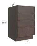 Vienna Kona Brown 21" 4-Drawer Base Cabinet