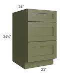 Midtown Hunter Green Shaker 21" Drawer Base Cabinet