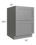 Stratton Dark Grey Shaker 24" 2-Drawer Base Cabinet - Out of stock through mid April
