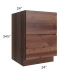 Farmhouse Walnut Shaker 24" 2-Drawer Base Cabinet