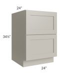 Stratton Light Grey Shaker 24" 2-Drawer Base Cabinet