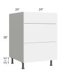 Milan White Gloss 24" 3-Drawer Base Cabinet