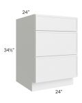 Township White 24" 3-Drawer Base Cabinet