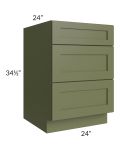 Midtown Hunter Green Shaker 24" Drawer Base Cabinet