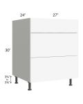 Milan White Matte 27" 3-Drawer Base Cabinet