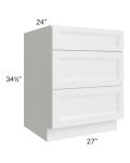 Bayville White 27" 3-Drawer Base Cabinet