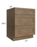 Midtown Mocha Shaker 27" Drawer Base Cabinet