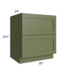 Midtown Hunter Green Shaker 30" 2-Drawer Base Cabinet