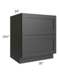 Midtown Black Shaker 30" 2-Drawer Base Cabinet