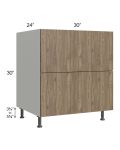 Milan Pecan 30" 2-Drawer Base Cabinet