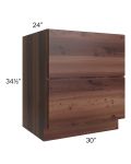 Farmhouse Walnut Shaker 30" 2-Drawer Base Cabinet 