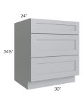 Asheville Grey Shaker 30" 3-Drawer Base Cabinet
