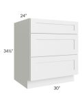 Asheville White Shaker 30" 3-Drawer Base Cabinet