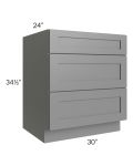 Stratton Dark Grey Shaker 30" 3-Drawer Base Cabinet 