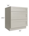 Stratton Light Grey Shaker 30" 3-Drawer Base Cabinet