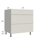 Milan Beige Matte 33" 3-Drawer Base Cabinet