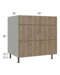 Milan Pecan 33" 3-Drawer Base Cabinet