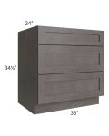 Midtown Dark Grey Shaker 33" Drawer Base Cabinet