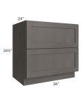 Midtown Dark Grey Shaker 36" 2-Drawer Base Cabinet