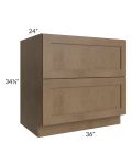 Midtown Mocha Shaker 36" 2-Drawer Base Cabinet