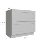 Midtown Painted Grey Shaker 36" 2-Drawer Base Cabinet