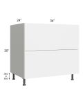 Milan White Gloss 36" 2-Drawer Base Cabinet