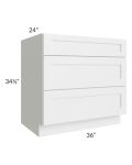 Asheville White Shaker 36" 3-Drawer Base Cabinet