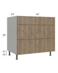 Milan Pecan 36" 3-Drawer Base Cabinet