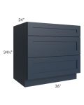 Southport Blue Shaker 36" 3-Drawer Base Cabinet