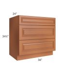 Lexington Cinnamon Glaze 36" 3-Drawer Base Cabinet 