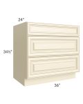 Phoenix Cream Glaze 36" 3-Drawer Base Cabinet
