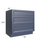 Bayville Blue 36" 3-Drawer Base Cabinet