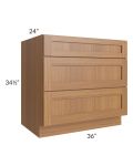 Artisan Walnut Shaker 36" Drawer Base Cabinet