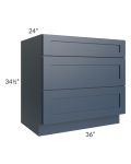 Midtown Blue Shaker 36" Drawer Base Cabinet