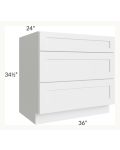 Midtown White Shaker 36" Drawer Base Cabinet
