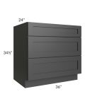 Midtown Black Shaker 36" Drawer Base Cabinet