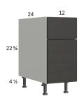Euro Cafe 12" 2-Drawer Desk Base Cabinet