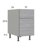 Euro Grey 15" 2-Drawer Desk Base Cabinet